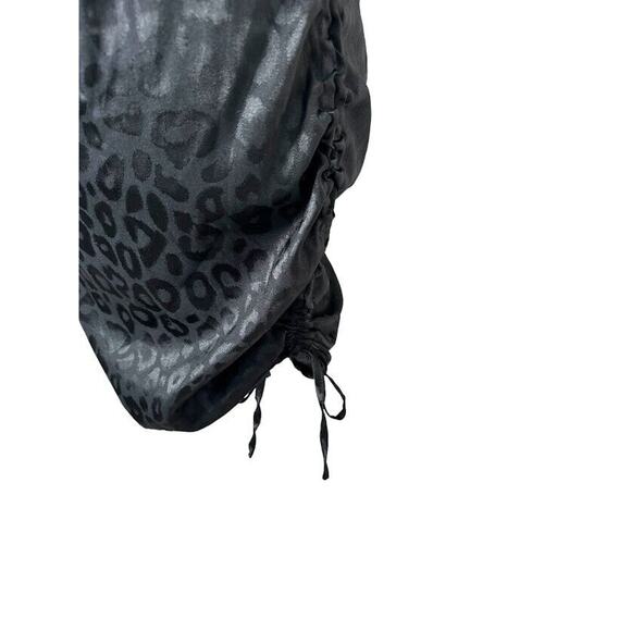 Wild Fable Women's Size Medium Black Satin Sleeveless Leopard Side Bodycon Dress - Picture 2 of 9